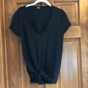 Lululemon black open-front/knotted t-shirt